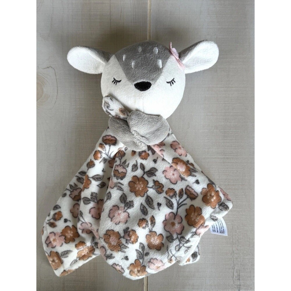 MODERN MOMENTS Gerber Fawn Floral Lovey Deer Woodland Flowers Gray Brown EUC